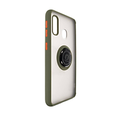 Hard PC Rear / Soft TPU Colorful Border Case with I- ring Holder - Style 6 for Galaxy A20E (Only Ground Shipping)