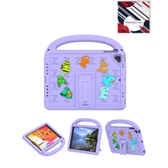 Shockproof Handle Case with Charms (PURPLE) for iPad 5 (2017) / iPad 6 (2018) / Air 1 / Air 2 / Pro 9.7 (Only Ground Shipping)