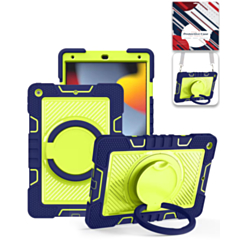 Multi-Functional Rugged Swivel Stand Case with Shoulder Strap (NAVY BLUE) for iPad 5 (2017) / iPad 6 (2018) / Air 1 / Air 2 / Pro 9.7 (Only Ground Shipping)
