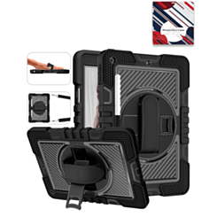 360 Rotating Hand Strap & Kickstand Case with Shoulder Strap (BLACK) for iPad 10.2" (7th / 8th / 9th) / Air 3 / Pro 10.5 (Only Ground Shipping)