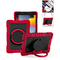 Multi-Functional Rugged Swivel Stand Case with Shoulder Strap (RED) for iPad 10.2" (7th / 8th / 9th) / Air 3 / Pro 10.5 (Only Ground Shipping)