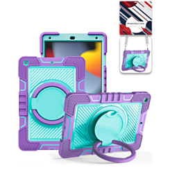 Multi-Functional Rugged Swivel Stand Case with Shoulder Strap (PURPLE) for iPad 10.2" (7th / 8th / 9th) / Air 3 / Pro 10.5 (Only Ground Shipping)