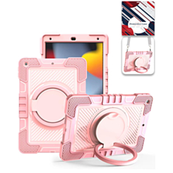 Multi-Functional Rugged Swivel Stand Case with Shoulder Strap (PINK) for iPad 10.2" (7th / 8th / 9th) / Air 3 / Pro 10.5 (Only Ground Shipping)