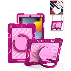 Multi-Functional Rugged Swivel Stand Case with Shoulder Strap (HOT PINK) for iPad 10.2" (7th / 8th / 9th) / Air 3 / Pro 10.5 (Only Ground Shipping)