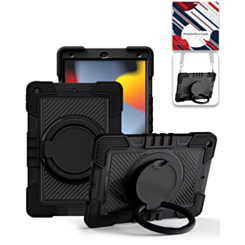 Multi-Functional Rugged Swivel Stand Case with Shoulder Strap (BLACK) for iPad 10.2" (7th / 8th / 9th) / Air 3 / Pro 10.5 (Only Ground Shipping)