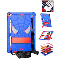 Rugged SpiderGrip Tablet Case with Kickstand & Shoulder Strap (BLUE & RED) for iPad 10.2" (7th / 8th / 9th) / Air 3 / Pro 10.5 (Only Ground Shipping)