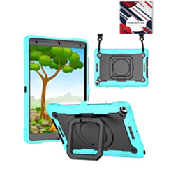 Full Body Protection Case with Square Kickstand (LIGHT BLUE & BLACK) for iPad 10.2" (7th / 8th / 9th) / Air 3 / Pro 10.5 (Only Ground Shipping)