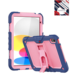 Heavy Duty Shockproof Tablet Case with Kickstand - NAVY BLUE & PINK for iPad 10 2022 (10.9") / iPad 11 (A16) (Only Ground Shipping)