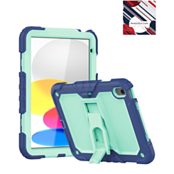 Heavy Duty Shockproof Tablet Case with Kickstand - NAVY BLUE & TEAL for iPad 10 2022 (10.9") / iPad 11 (A16) (Only Ground Shipping)