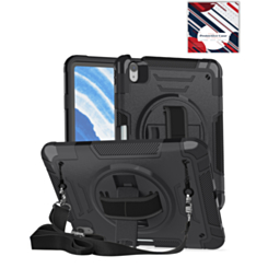Shockproof Tablet Case with Rotating Hand Strap & Shoulder Strap Kickstand (BLACK) for iPad 10 2022 (10.9") / iPad 11 (A16) (Only Ground Shipping)