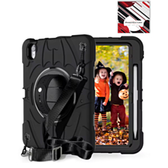 Rugged Tablet Case with Rotating Stand & Shoulder Strap (BLACK) for iPad 10 2022 (10.9") / iPad 11 (A16) (Only Ground Shipping)