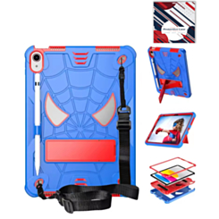Rugged SpiderGrip Tablet Case with Kickstand & Shoulder Strap (BLUE & RED) for iPad 10 2022 (10.9") / iPad 11 (A16) (Only Ground Shipping)