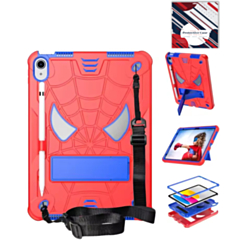 Rugged SpiderGrip Tablet Case with Kickstand & Shoulder Strap (RED & BLUE) for iPad 10 2022 (10.9") / iPad 11 (A16) (Only Ground Shipping)
