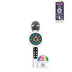 Light-Up Karaoke Microphone Speaker with Disco Ball Insert - WHITE (Only Ground Shipping)
