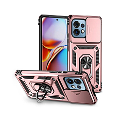 Motorola Edge+ 2023 Dual Layers Hybrid Case with Metal Ring And Camera Protector - ROSE GOLD (Only Ground Shipping)