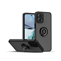 Moto Edge+ (2023) Hard PC Rear / Soft TPU Colorful Border Case with I-ring Holder - BLACK (Only Ground Shipping)
