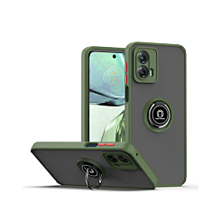 Moto Edge+ (2023) Hard PC Rear / Soft TPU Colorful Border Case with I-ring Holder - DARK GREEN (Only Ground Shipping)