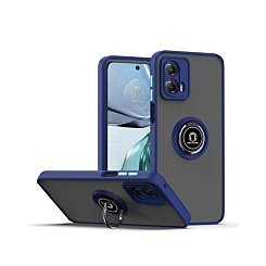 Moto Edge+ (2023) Hard PC Rear / Soft TPU Colorful Border Case with I-ring Holder - NAVY BLUE (Only Ground Shipping)
