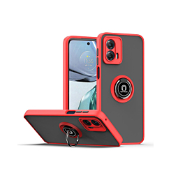 Moto Edge+ (2023) Hard PC Rear / Soft TPU Colorful Border Case with I-ring Holder - RED (Only Ground Shipping)