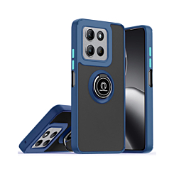 Hard PC Rear / Soft TPU Colorful Border Case with I-ring Holder - BLUE for Moto G 5G (2025) (Only Ground Shipping)