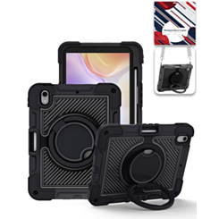Multi-Functional Rugged Swivel Stand Case with Shoulder Strap (BLACK) for iPad Mini 6 / 7 (Only Ground Shipping)