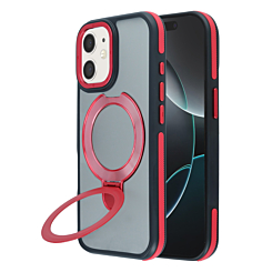 Matte Transparent Case with Wireless Charging Kickstand - RED for iPhone 12 / 12 Pro (Only Ground Shipping)