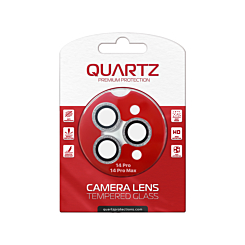 Stock up on the QUARTZ HD tempered glass in White with glitter diamond camera lens for the iPhone 14 Pro and 14 Pro Max back camera.