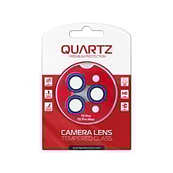 Stock up on the QUARTZ HD Tempered Glass in purple with glitter diamond camera lens for iPhone 15 Pro and 15 Pro Max back camera.