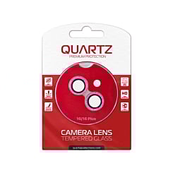Buy the Quartz HD Tempered Glass for the Pink iPhone 16 and 16 Plus Back Camera with a Glitter Diamond Camera Lens.