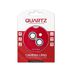 Shop the Quartz HD Tempered Glass for the White iPhone 16 and 16 Plus Back Camera with a Glitter Diamond Camera Lens.