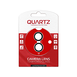 QUARTZ HD Tempered Glass with Metal Ring for iPhone 17 Back Camera (BLACK & SILVER)