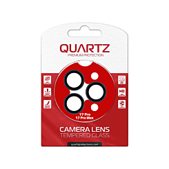 QUARTZ HD Tempered Glass with Metal Ring for iPhone 17 Pro / 17 Pro Max Back Camera (BLACK & BLUE)