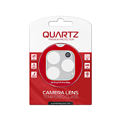 Buy the QUARTZ clear back camera tempered glass for iPhone 14 Pro and 14 Pro Max.