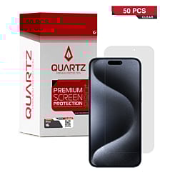 Shop the QUARTZ clear tempered glass for iPhone 16 in a pack of 50.