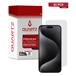 Purchase the QUARTZ Clear Tempered Glass for iPhone 16 Pro, pack of 50.