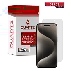 Stock up on the Quartz Clear Tempered Glass for iPhone 16 Plus Pack of 50.