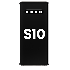 Purchase the back glass with camera lens and adhesive for Galaxy S10 in Prism Black.