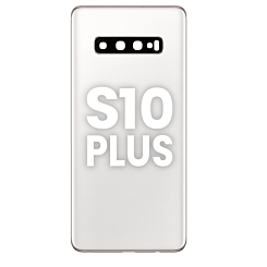 Buy the back glass with camera lens and adhesive for Galaxy S10 Plus in Ceramic White. 