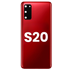 Stock up on the back glass with camera lens and adhesive for the Galaxy S20 in Auro Red.