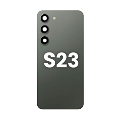 Purchase the back glass with camera lens and adhesive for Galaxy S23 in green.