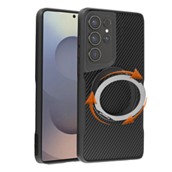 Premium Quality Magnetic Protective Case with 360 Rotating Ring Stand for Galaxy S24 Ultra (BLACK) (Only Ground Shipping)