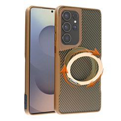Premium Quality Magnetic Protective Case with 360 Rotating Ring Stand for Galaxy S24 Ultra (GOLD) (Only Ground Shipping)