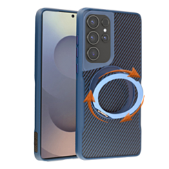 Premium Quality Magnetic Protective Case with 360 Rotating Ring Stand for Galaxy S24 Ultra (NAVY) (Only Ground Shipping)