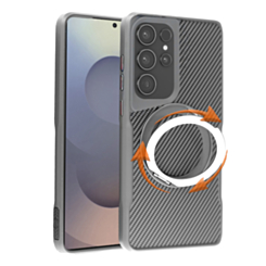 Premium Quality Magnetic Protective Case with 360 Rotating Ring Stand for Galaxy S24 Ultra (SILVER) (Only Ground Shipping)