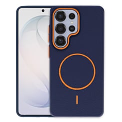 Magnetic Leather Soft Cases (WAYNE BLUE & ORANGE) for Galaxy S25 Ultra (Only Ground Shipping)