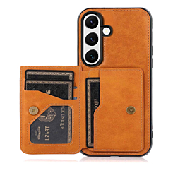 Galaxy S26 Leather Pocket Wallet Case - ORANGE (Only Ground Shipping)