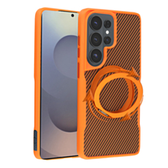 Premium Quality Magnetic Protective Case with 360 Rotating Ring Stand for Galaxy S26 Ultra (ORANGE) (Only Ground Shipping)