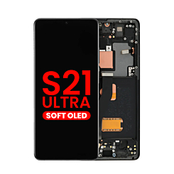 Stock up on the OLED Assembly with Frame for Galaxy S21 Ultra 5G G998 in Phantom Black, Aftermarket OLED.