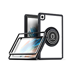 Hard PC Rear / Soft TPU Colorful Border Case with I-ring Holder - BLACK for Galaxy Tab A7 Lite (T220 / T225) 8.7" (Only Ground Shipping)