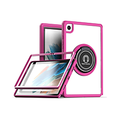 Hard PC Rear / Soft TPU Colorful Border Case with I-ring Holder - PINK for Galaxy Tab A7 Lite (T220 / T225) 8.7" (Only Ground Shipping)